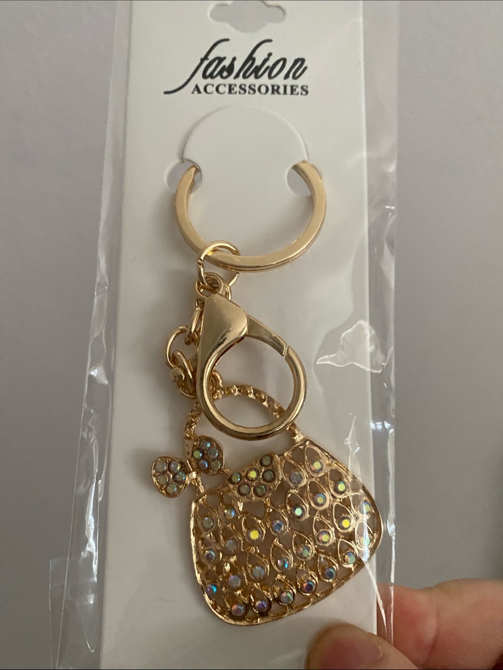 Gold Crystal Purse Keychain - Picture 2 of 3